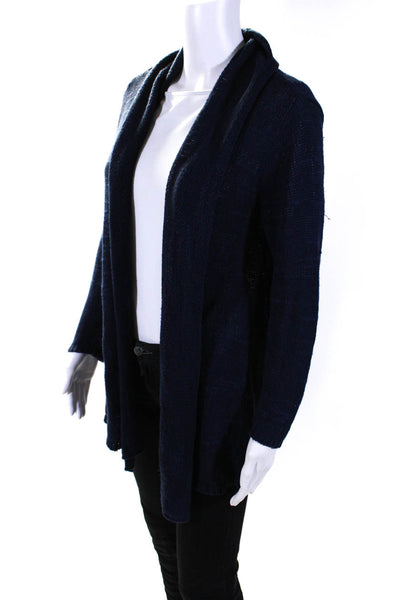 Soft Joie Womens Cotton Open Front Collared Long Sleeve Cardigan Blue Size S