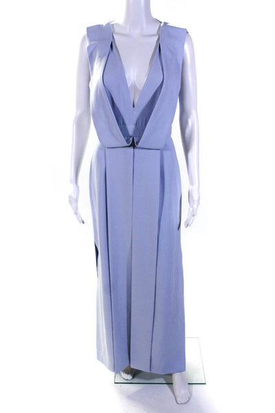 Keepsake Womens High Slit Sleeveless V Neck Midi Dress Light Blue Size Medium