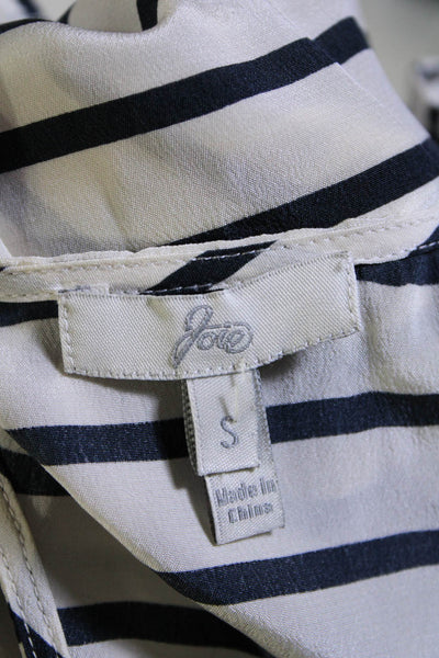 Joie Womens Silk Striped Racer Tank Top White Navy Blue  Size Small