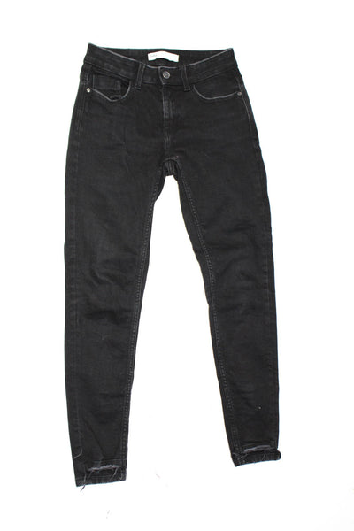 Zara Women's Midrise Five Pockets Skinny Denim Pant Black Size 2 Lot 3