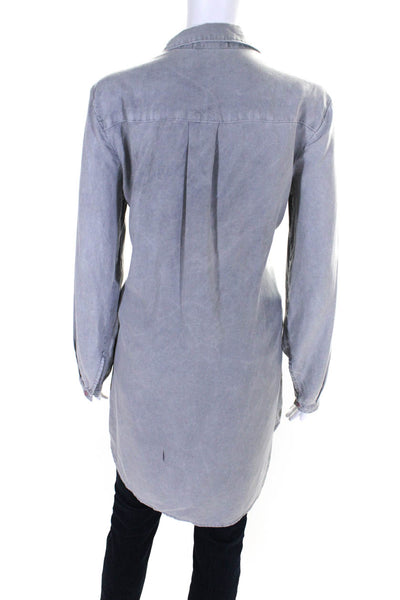 Bella Dahl Women's Collared Long Sleeves Button Up Tunic Blouse Gray Size M