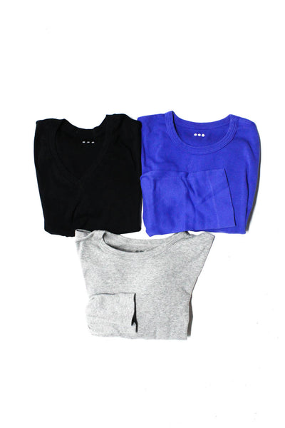 Three Dots Women's V-Neck Short Sleeves Blouse Black Blue Gray Size XL Lot 3