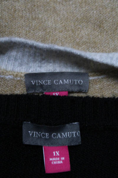 Vince Camuto Women's V-Neck Long Sleeves Pullover Sweater Black Size 1X Lot 2