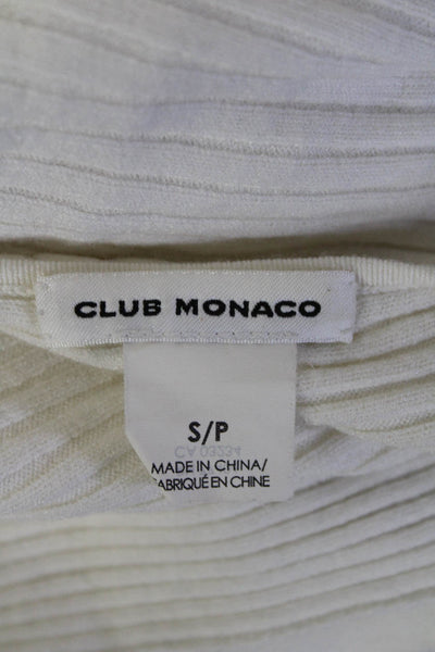 Club Monaco Womens Ribbed 3/4 Sleeves A Line Dress White Size Small