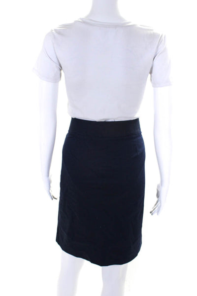 J Crew Womens Stretch Pencil Skirt Skirt Navy Blue Cotton Size 10