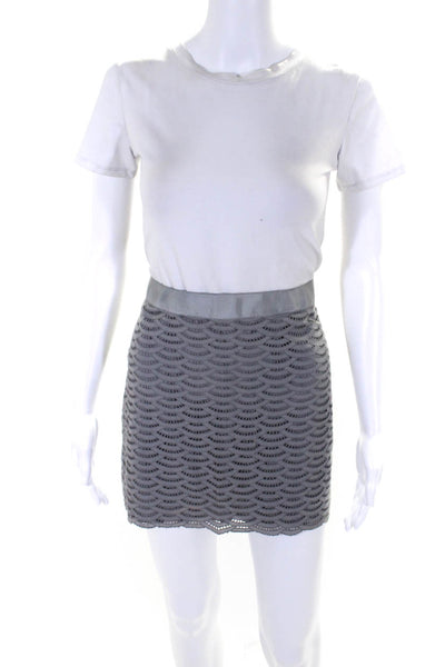 J Crew Womens Eyelet Flat Front Mini Skirt Gray Cotton Size 4