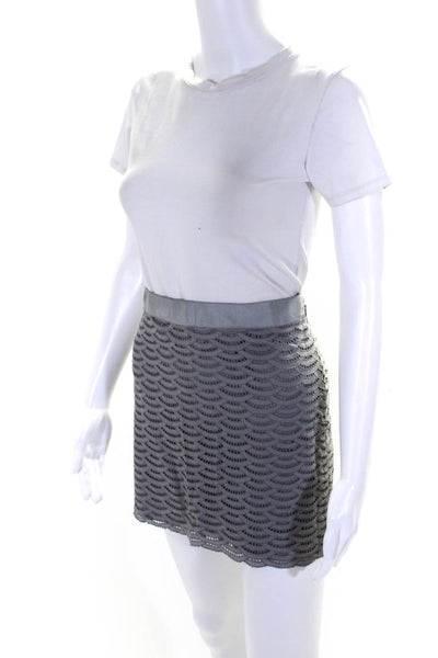 J Crew Womens Eyelet Flat Front Mini Skirt Gray Cotton Size 4