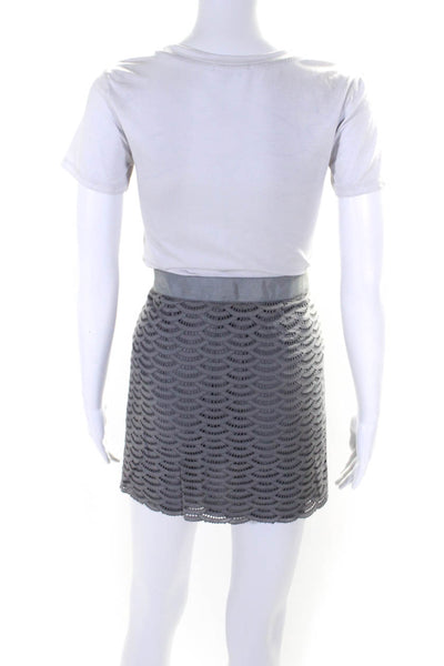 J Crew Womens Eyelet Flat Front Mini Skirt Gray Cotton Size 4