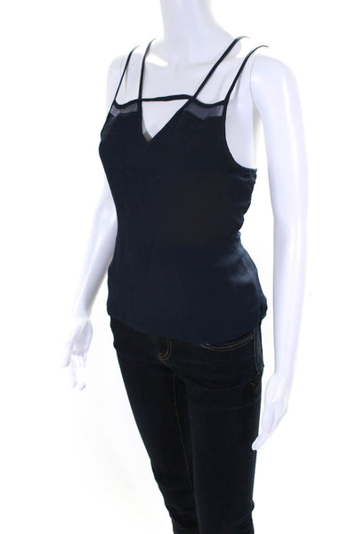 Parker Womens Navy Blue Silk V-Neck Sleeveless Lined Camisole Top Size XS