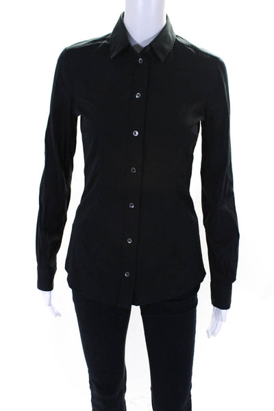 Dolce & Gabbana Womens Black Cotton Long Sleeve Button Down Blouse Top Size 38