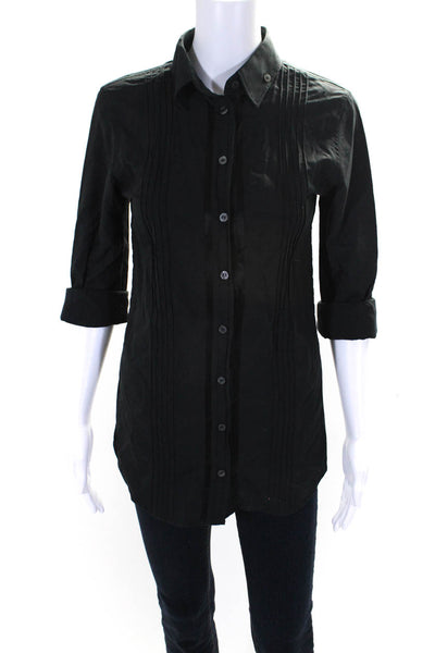 D&G Dolce & Gabbana Womens Black Textured Long Sleeve Blouse Top Size S