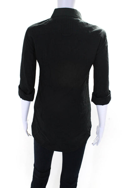 D&G Dolce & Gabbana Womens Black Textured Long Sleeve Blouse Top Size S