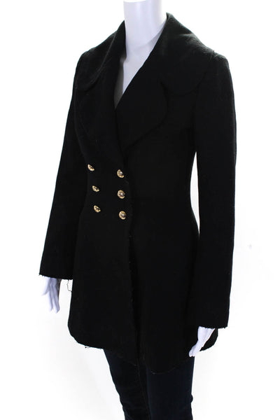 Juicy Couture Womens Black Wool Double Breasted Long Sleeve Peacoat Size P
