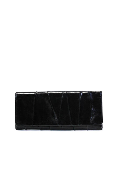 Hobo The Original Womens Black Leather Textured Tri-Fold Slim Long Wallet
