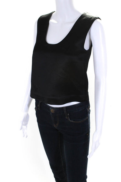 CO Womens Solid Black Scoop Neck Zip Back Sleeveless Blouse Top Size XXS