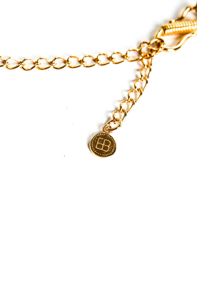 Caroline De Benoist Womens Gold Tone Chain Round Jade Cat Medallion Necklace