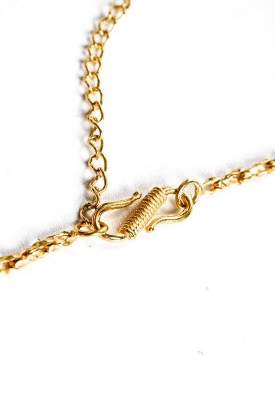 Caroline De Benoist Womens Gold Tone Chain Round Character Medallion Necklace