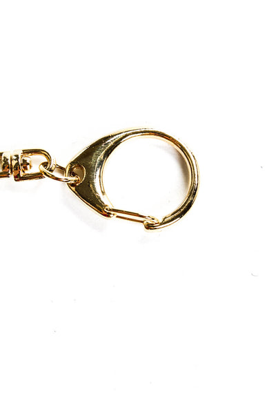 Designer Womens Gold Tone Yellow Enamel Multicolored Crystal Happy Face Keychain