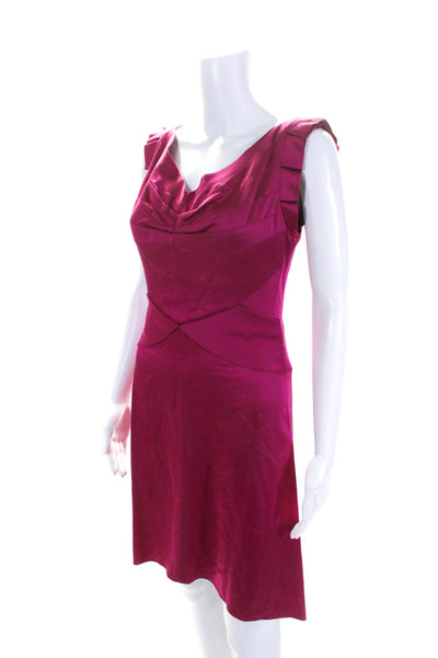 Z Spoke Zac Posen Womens Back Zip V Neck High Low Silk Dress Fuchsia Size 4