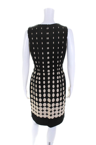 Tahari Womens Zip Up Sleeveless Scoop Neck Dotted Knit Dress Black White Size 4