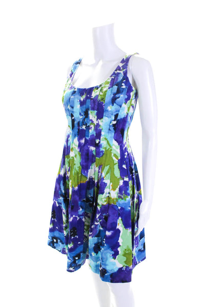 Lauren Ralph Lauren Womens Side Zip Abstract Shift Dress Blue Purple Green 2P