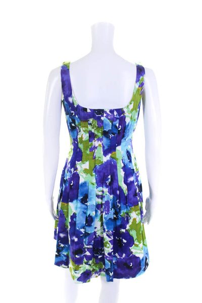 Lauren Ralph Lauren Womens Side Zip Abstract Shift Dress Blue Purple Green 2P