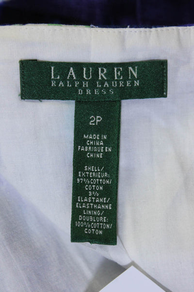 Lauren Ralph Lauren Womens Side Zip Abstract Shift Dress Blue Purple Green 2P