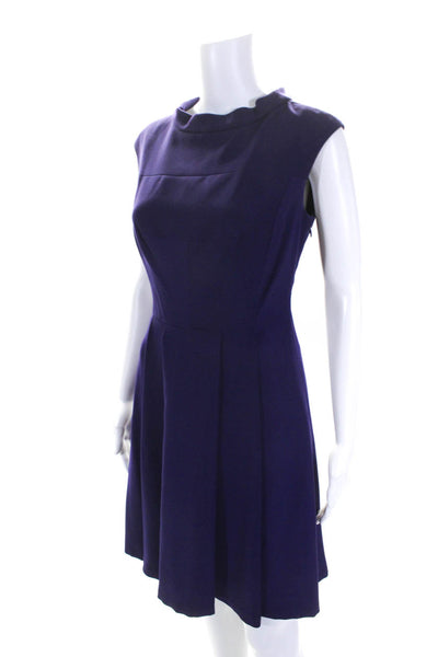 Vince Camuto Womens Back Zip Sleeveless Round Neck Shift Dress Purple Size 4