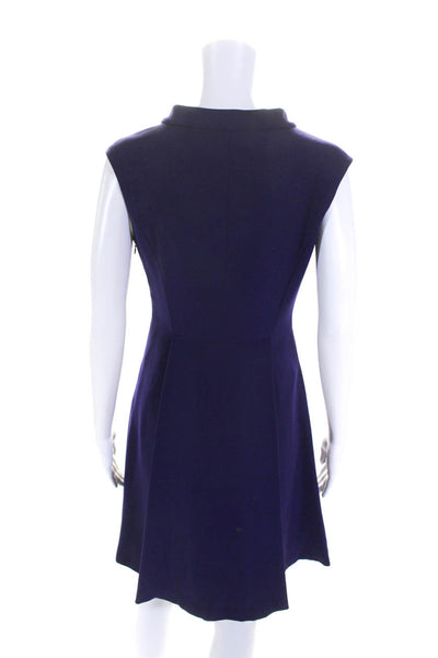 Vince Camuto Womens Back Zip Sleeveless Round Neck Shift Dress Purple Size 4