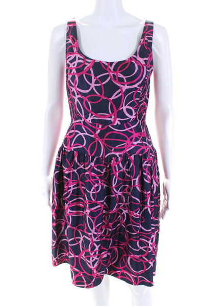 Cynthia Cynthia Steffe Womens Sleeveless Abstract Silk Dress Navy Pink Size 2