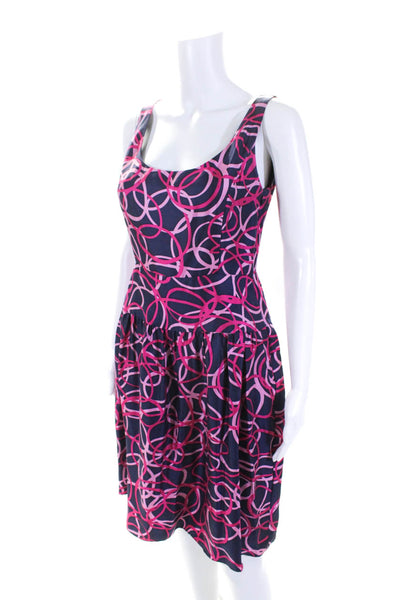 Cynthia Cynthia Steffe Womens Sleeveless Abstract Silk Dress Navy Pink Size 2