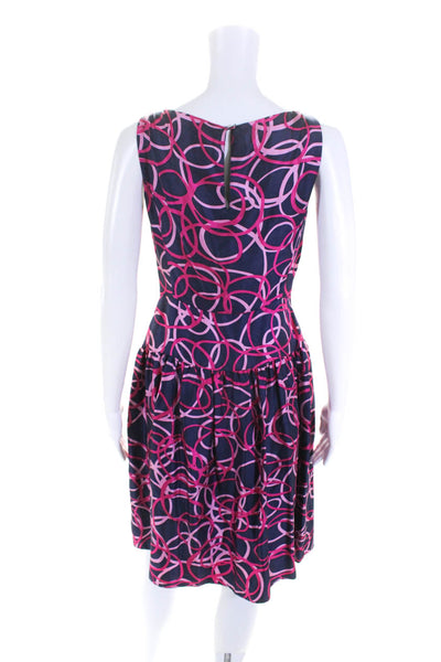 Cynthia Cynthia Steffe Womens Sleeveless Abstract Silk Dress Navy Pink Size 2