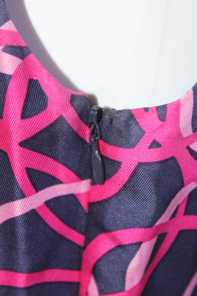 Cynthia Cynthia Steffe Womens Sleeveless Abstract Silk Dress Navy Pink Size 2