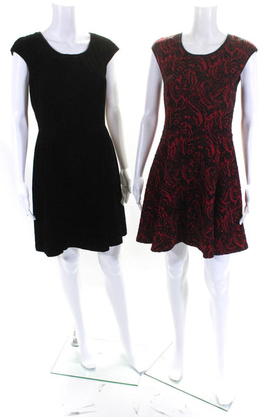 Tommy Hilfiger Aqua Womens Velvet Printed Dresses Black Red Size 4 Large Lot 2