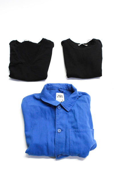 Zara Womens Jacket Black White Trim Crew Neck Short Sleeve Tee Top Size XL lot 3