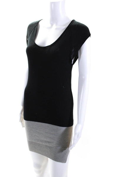 T Alexander Wang Womens Black/Gray Scoop Neck Short Sleeve Shirt Dress Size XS