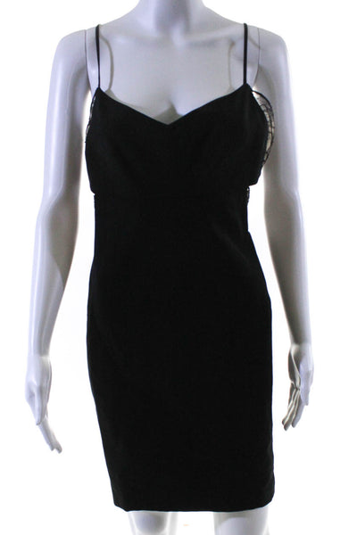 Noam Hanoch Womens Back Zip Lace Cut Out V Neck Sheath Dress Black Size 8