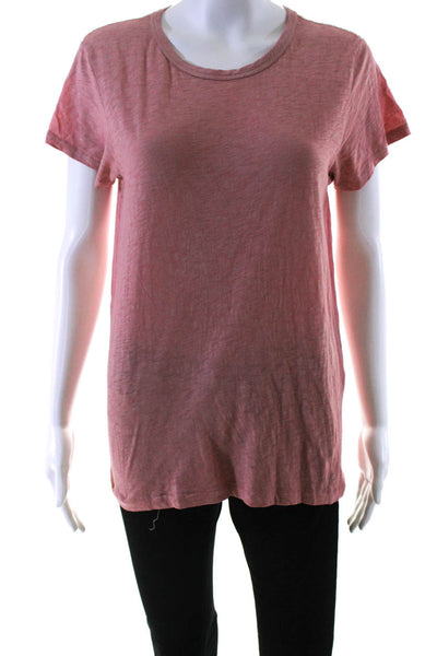 Rag & Bone Womens Short Sleeve Scoop Neck Tee Shirt Pink Cotton Size Medium