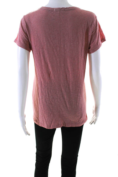 Rag & Bone Womens Short Sleeve Scoop Neck Tee Shirt Pink Cotton Size Medium