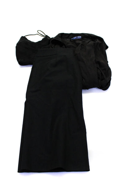Zara Womens Satin Crop Top Shirt Mini Skirt Black Size 0 Small Lot 3