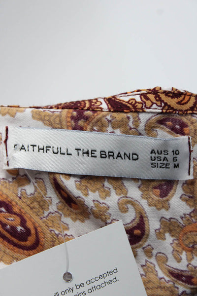 Faithfull The Brand Womens Paisley Print Long Sleeve Mini Dress Orange Size S