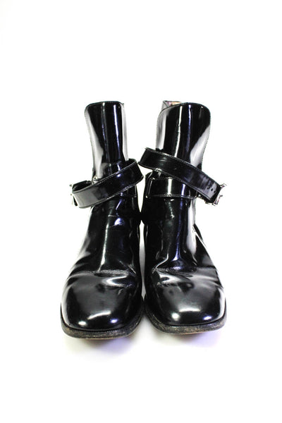 Marc By Marc Jacobs Womens Patent Leather Ankle Strap Boots Black Size 6US 36EU