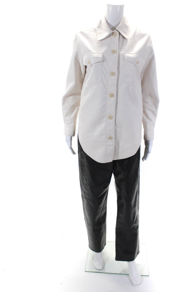Wilfred Women's Long Sleeves Button Up Faux Leather Shacket White Size 2XS Lot 2