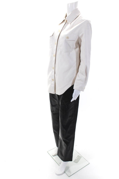 Wilfred Women's Long Sleeves Button Up Faux Leather Shacket White Size 2XS Lot 2