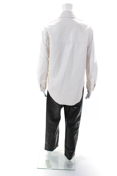 Wilfred Women's Long Sleeves Button Up Faux Leather Shacket White Size 2XS Lot 2