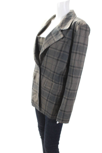 Weworewhat Women's Collared Long Sleeves Two Piece Plaid Jacket Set Size S