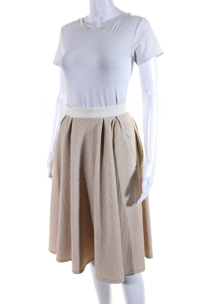 Torn by Ronny Kobo Womens Beige Textured Midi A-Line Skirt Size S