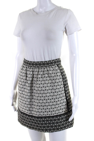 J Crew Womens Black/White Printed Lined Mini A-Line Skirt Size 6