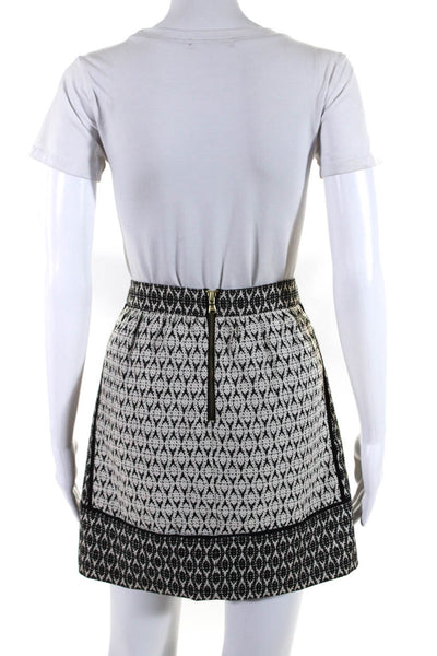 J Crew Womens Black/White Printed Lined Mini A-Line Skirt Size 6