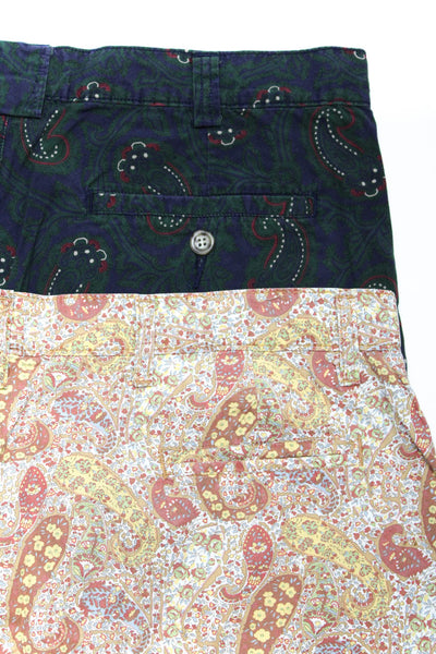 Gant Rugger Mens Zipper Fly Paisley Shorts Green Brown Cotton Size 36 Lot 2